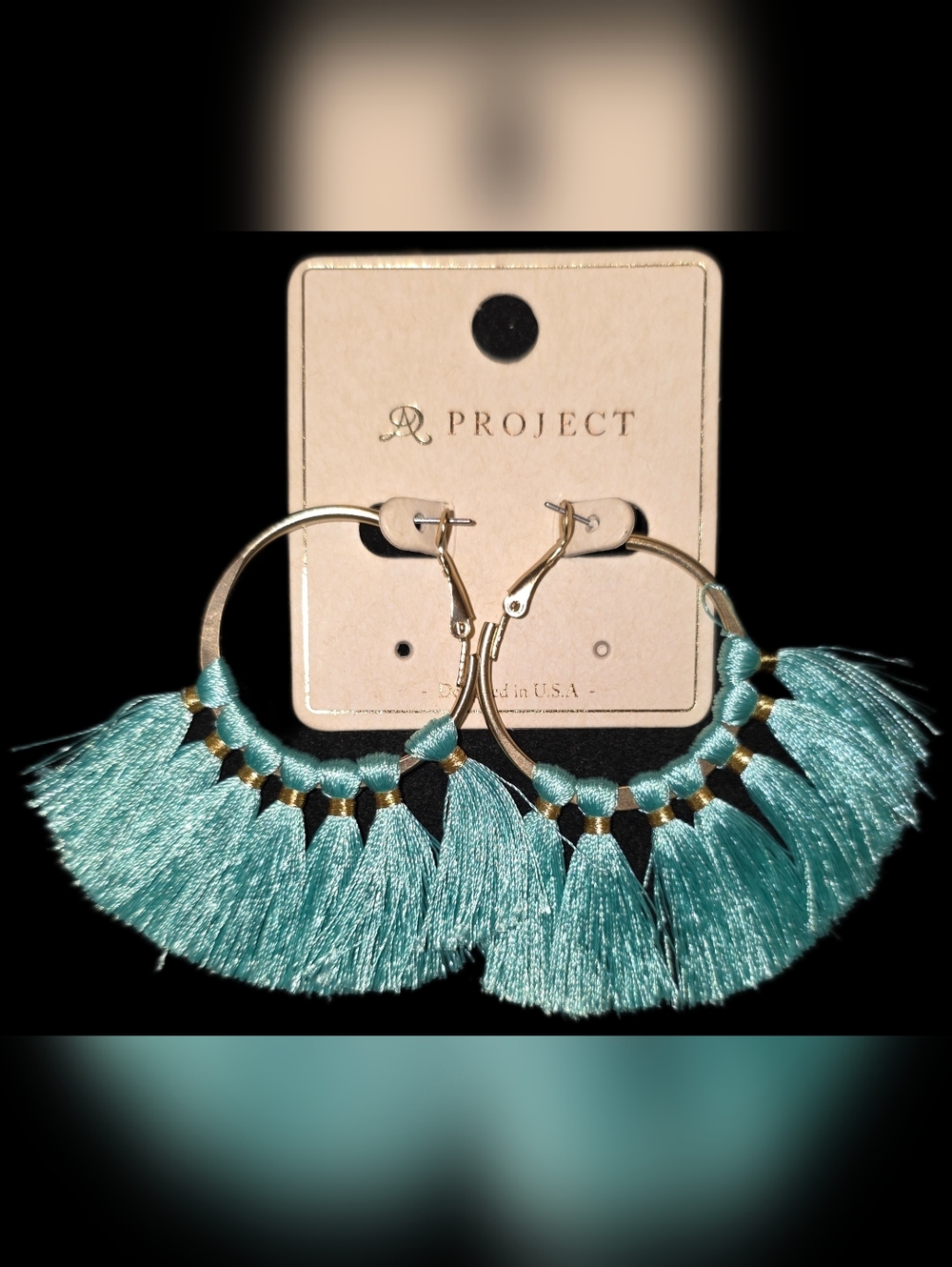 Teal Fringe Hoop Earrings